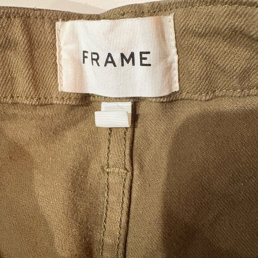 Frame Denim Ali V Yoke High Waist Crop Wide Leg Jeans Army Green Size 24 - Picture 3 of 6